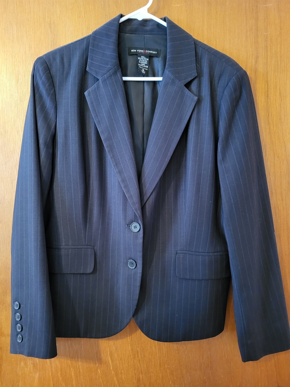 New York & Company Navy Pinstripe Blazer